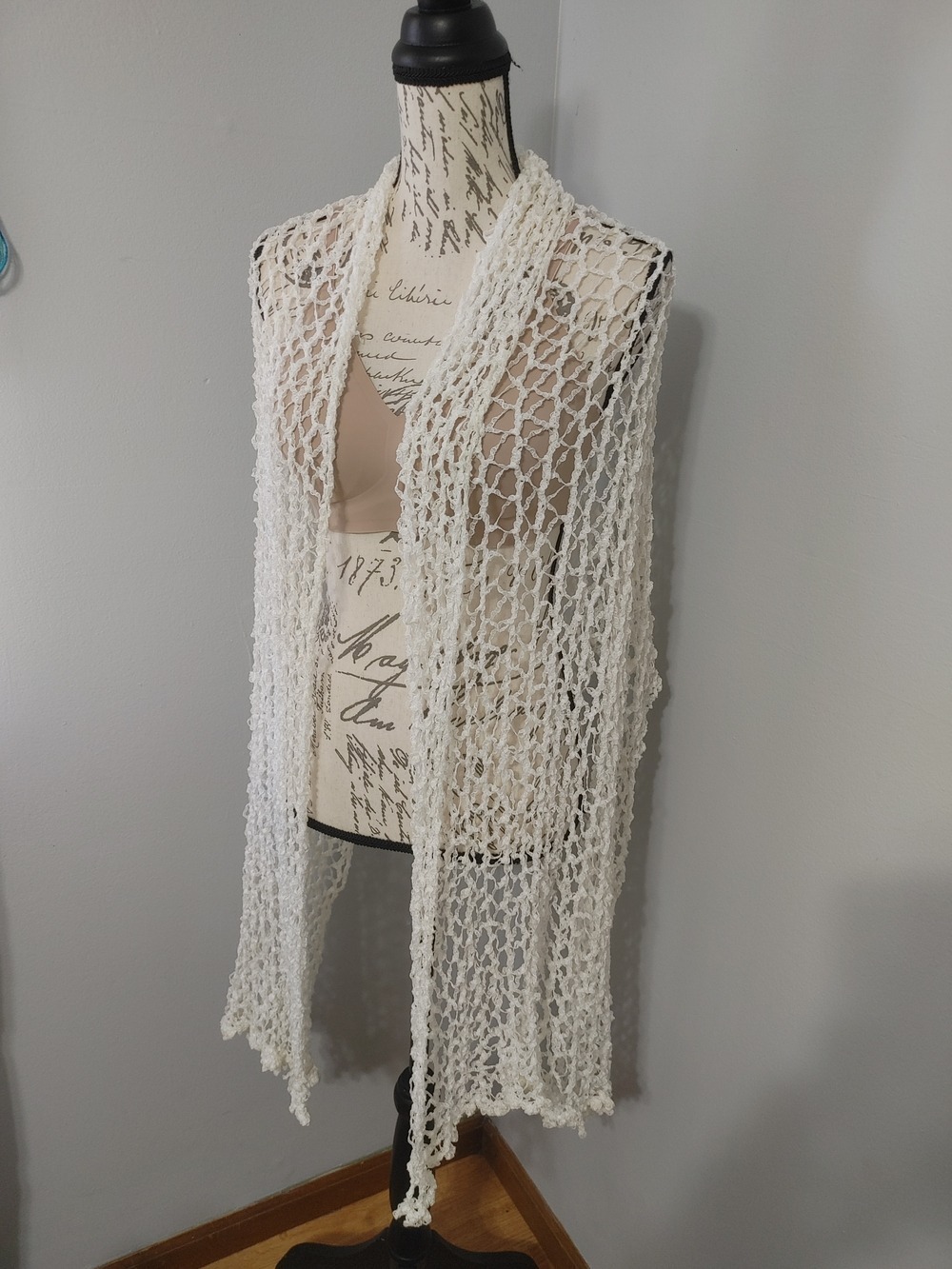 Handmade Knitted Lightweight White Open-Knit Stretchy Wedding Shawl